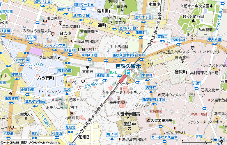 フラワーコンタクト　久留米店付近の地図